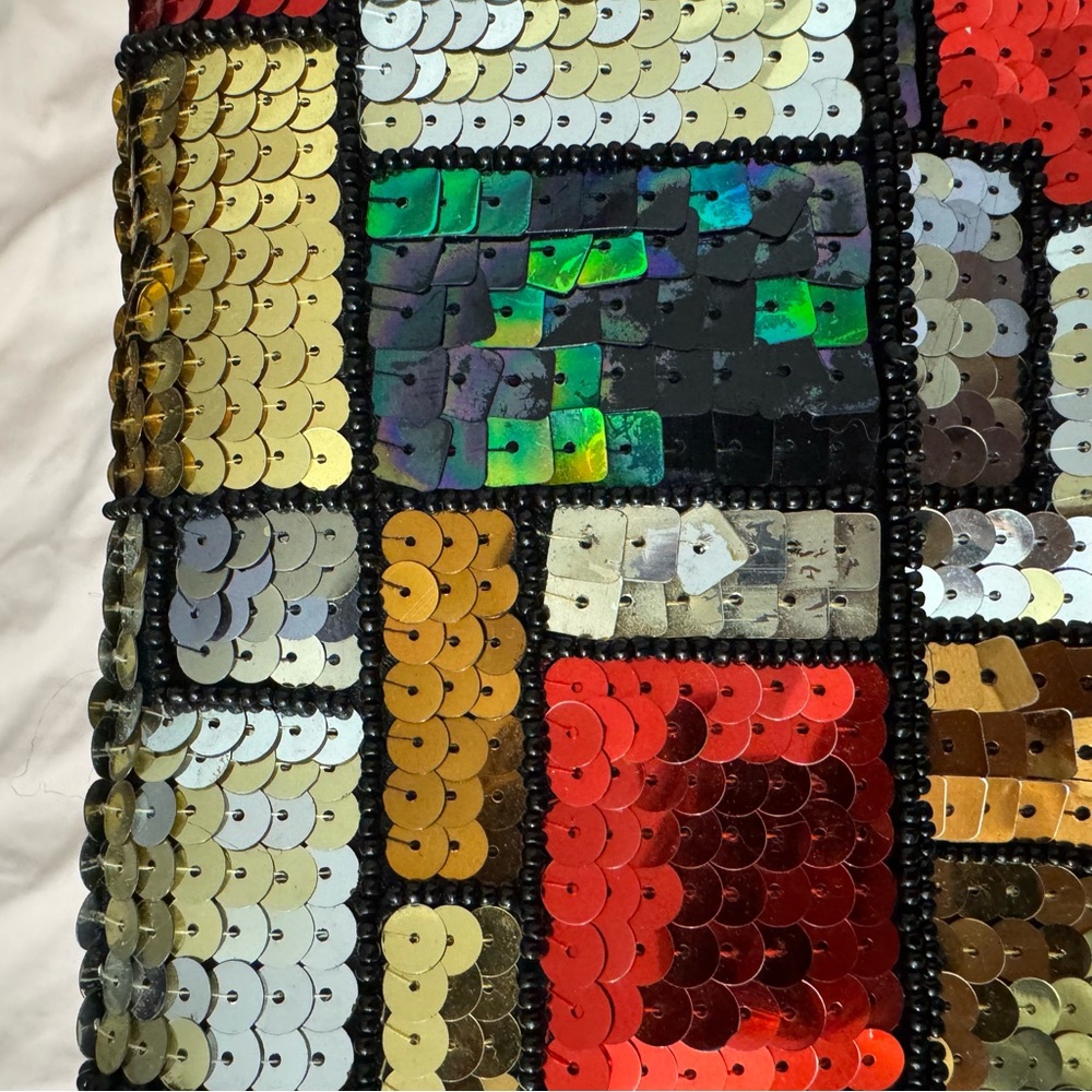 Sequin Patchwork Baguette Shoulder Bag - image 5